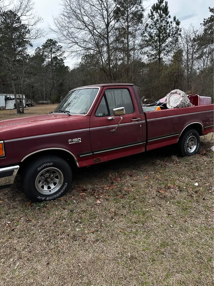 Red 1990 Ford F-150 regular cab long bed automatic For Sale